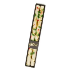 Holly Dinner Candles - Set Of 2