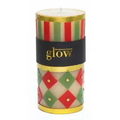 Jester Pillar Candle - Red, Green, & Gold - 6"