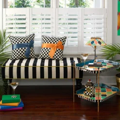 Marquee Bench - Chenille Black Stripe