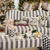 Marquee Bench - Chenille Grey Stripe