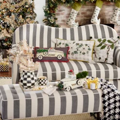 Marquee Bench - Chenille Grey Stripe