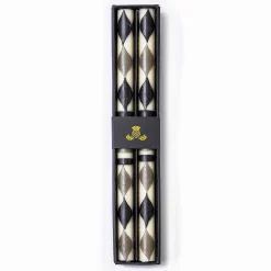 Marquee Dinner Candles - Black & Grey - Set Of 2
