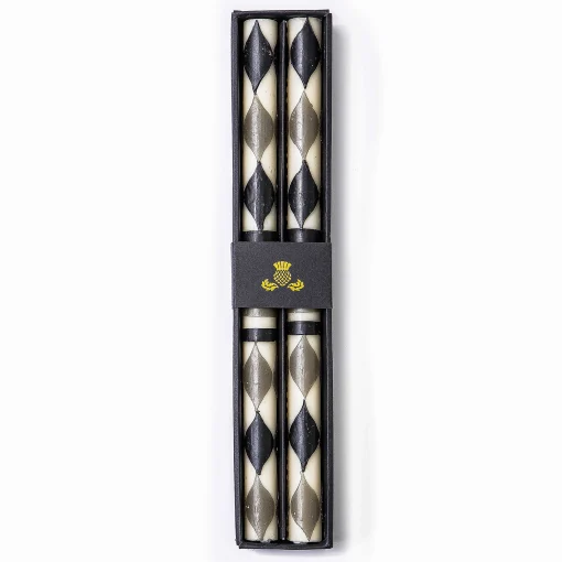 Marquee Dinner Candles - Black & Grey - Set Of 2