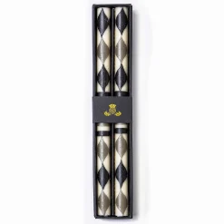 Marquee Dinner Candles - Black & Grey - Set Of 2