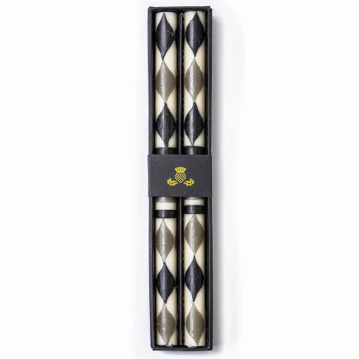Marquee Dinner Candles - Black & Grey - Set Of 2