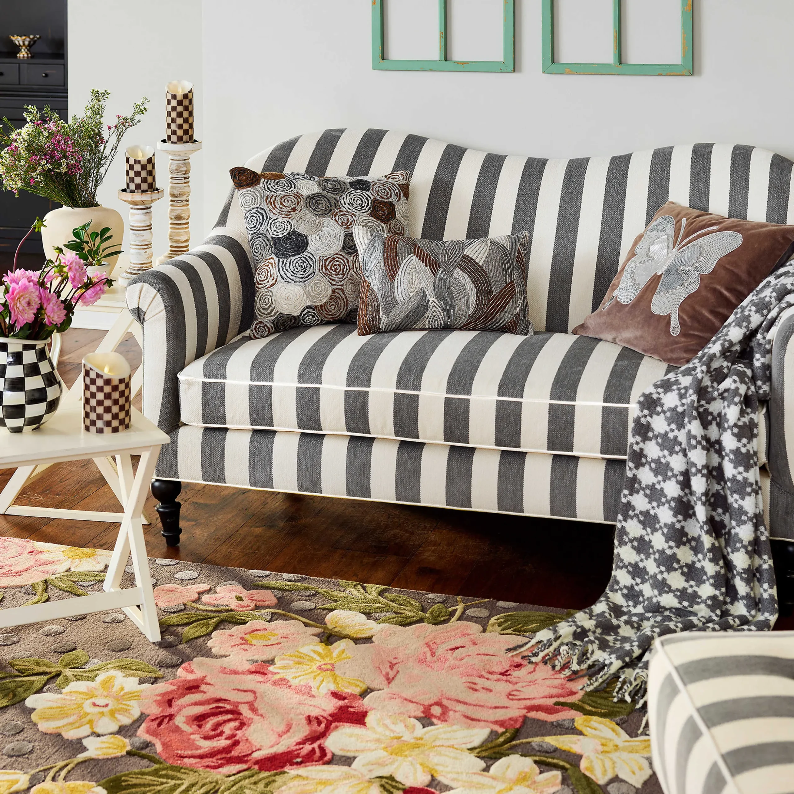 Marquee Loveseat - Chenille Grey Stripe