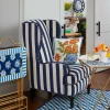 Marquee Wing Chair - Chenille Navy Stripe