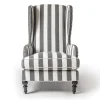 Marquee Wing Chair - Chenille Grey Stripe