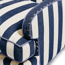 Marquee Wing Chair - Chenille Navy Stripe