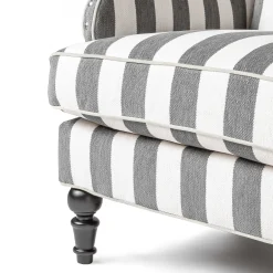Marquee Wing Chair - Chenille Grey Stripe