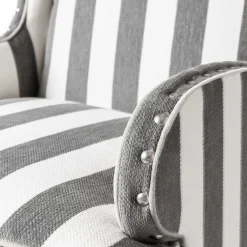 Marquee Wing Chair - Chenille Grey Stripe