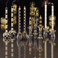 Mini Dinner Candles - Black & Gold - Set Of 6