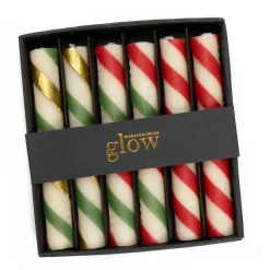 Mini Dinner Candles - Candy Cane - Set Of 6
