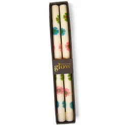 Mod Flower Dinner Candles – Pastel – Set Of 2