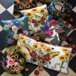 Monarch Butterfly Lumbar Pillow - White