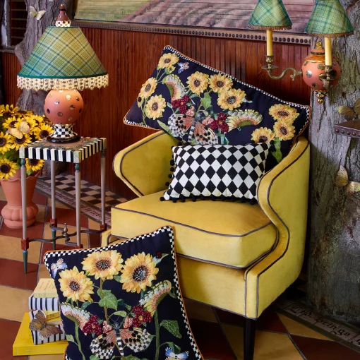 Monarch Butterfly Square Pillow - Black