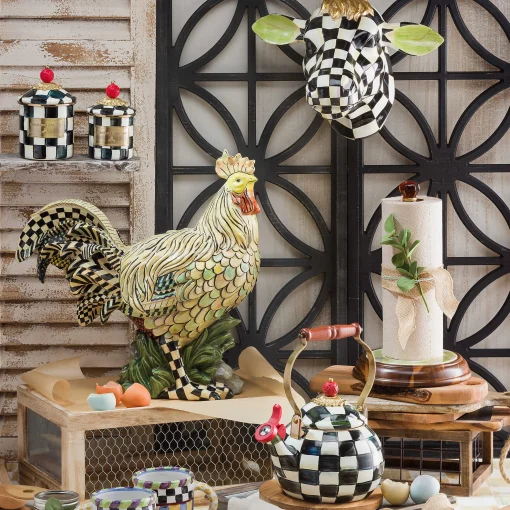 Parchment Check Wood Paper Towel Holder