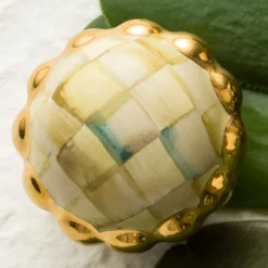 Petit Four Round Knob - Parchment Check