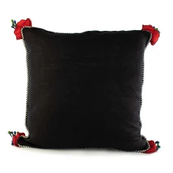 Poppy Square Pillow - Black