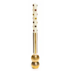 Ribbed Double Sphere Candle Holder - Gold