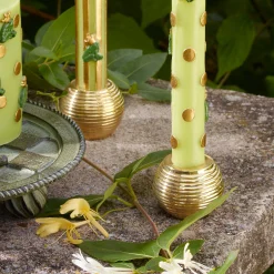 Ribbed Sphere Candle Holders - Gold - Set Of 4