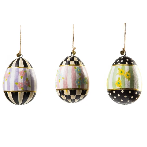 Rose Garden Egg Ornaments - Set Of 3