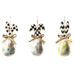 Rose Garden Rabbit Ornaments - Set Of 3