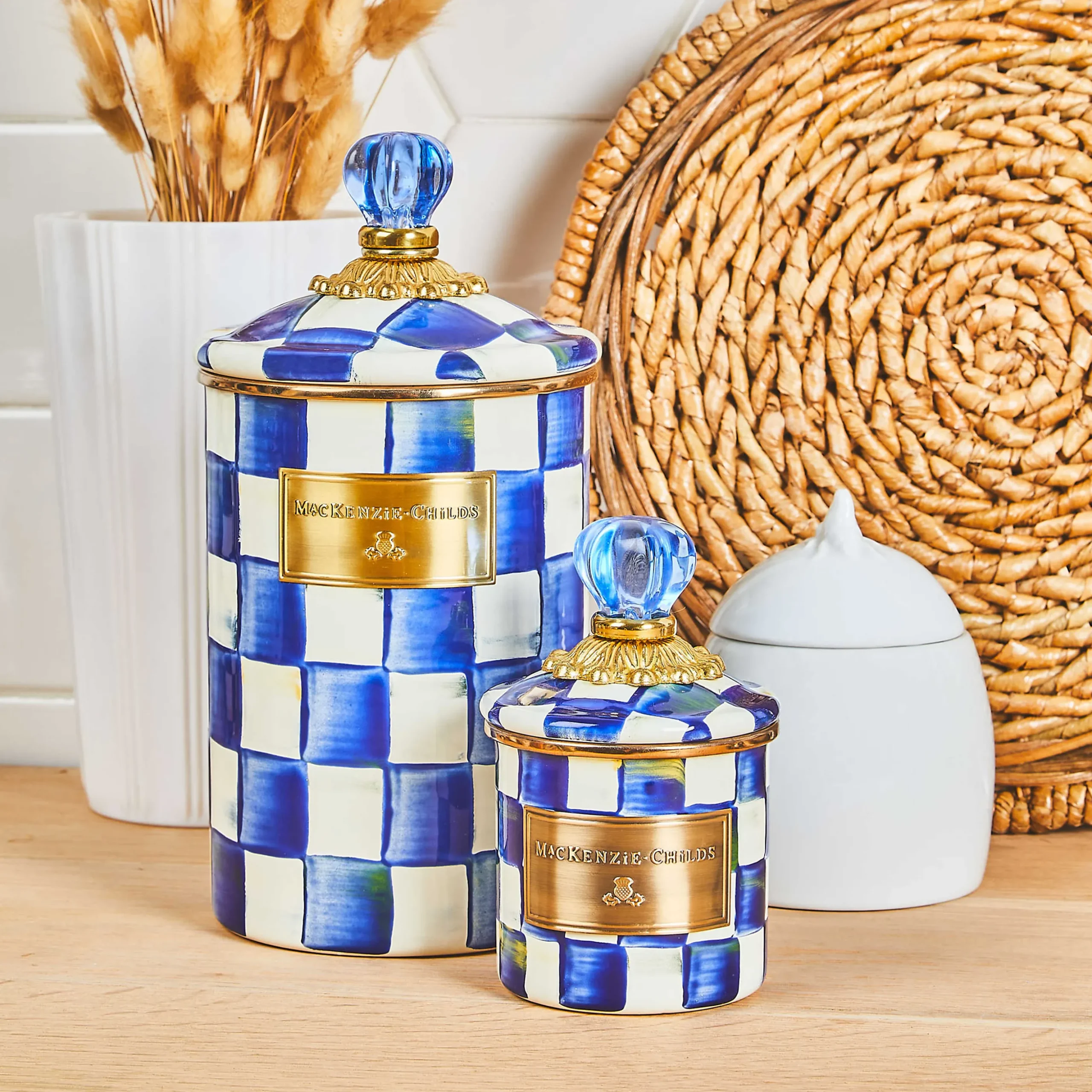 Royal Check Enamel Canister - Mini