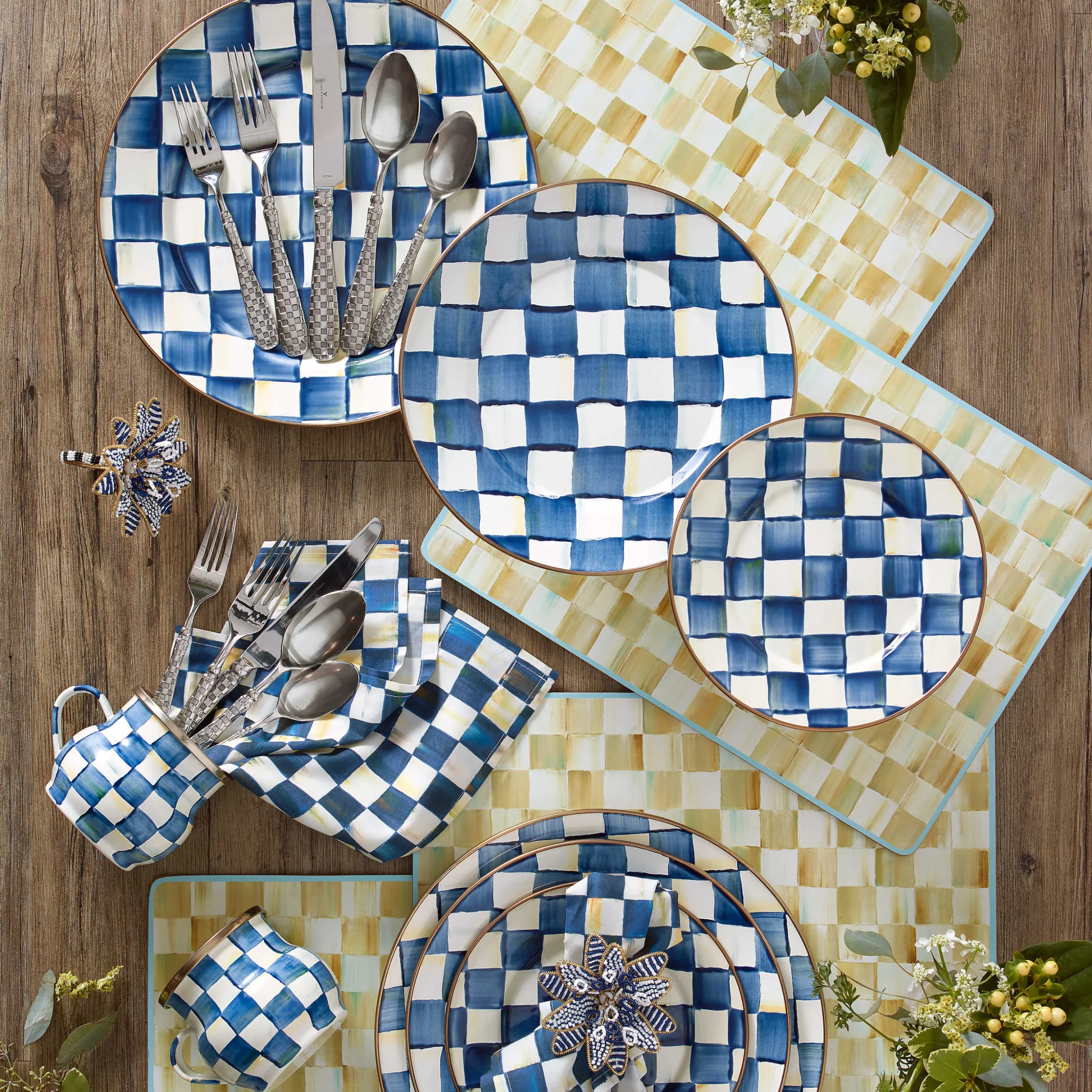 Royal Check Enamel Charger/Plate