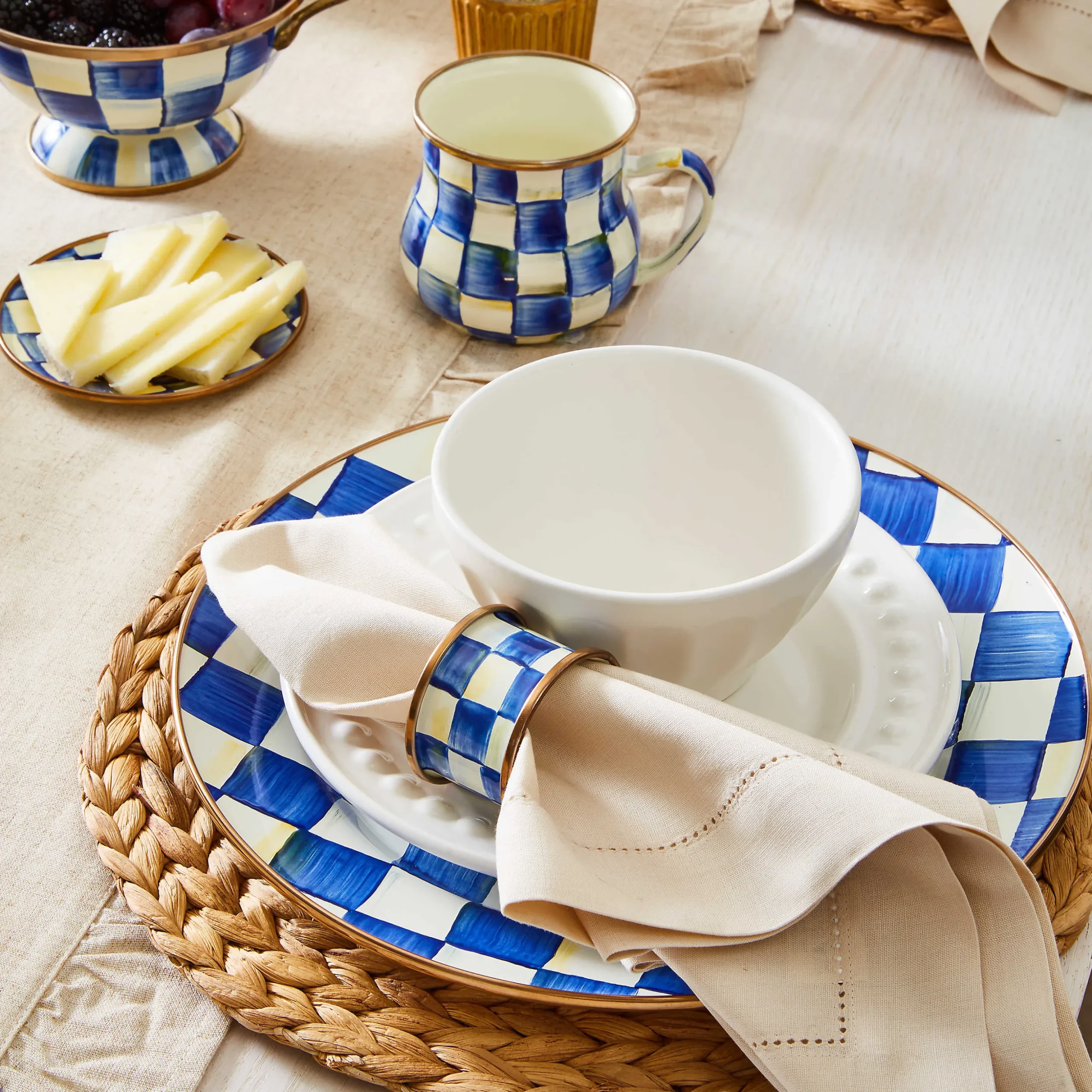 Royal Check Enamel Charger/Plate