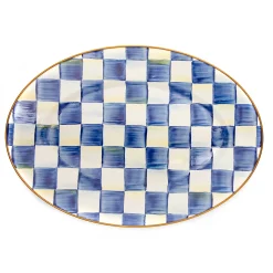 Royal Check Enamel Oval Platter - Small