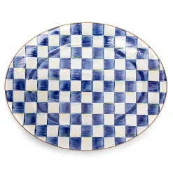 Royal Check Enamel Oval Platter - Large