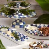 Royal Check Enamel Pedestal Platter - Large