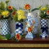 Royal Check Enamel Pedestal Vase