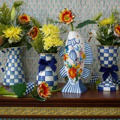 Royal Check Enamel Pedestal Vase