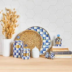 Royal Check Enamel Round Tray