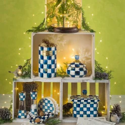 Royal Check Enamel Squashed Pot