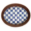 Royal Check Rattan & Enamel Tray - Large