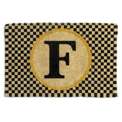 Single Letter Monogrammed Entrance Mat - F