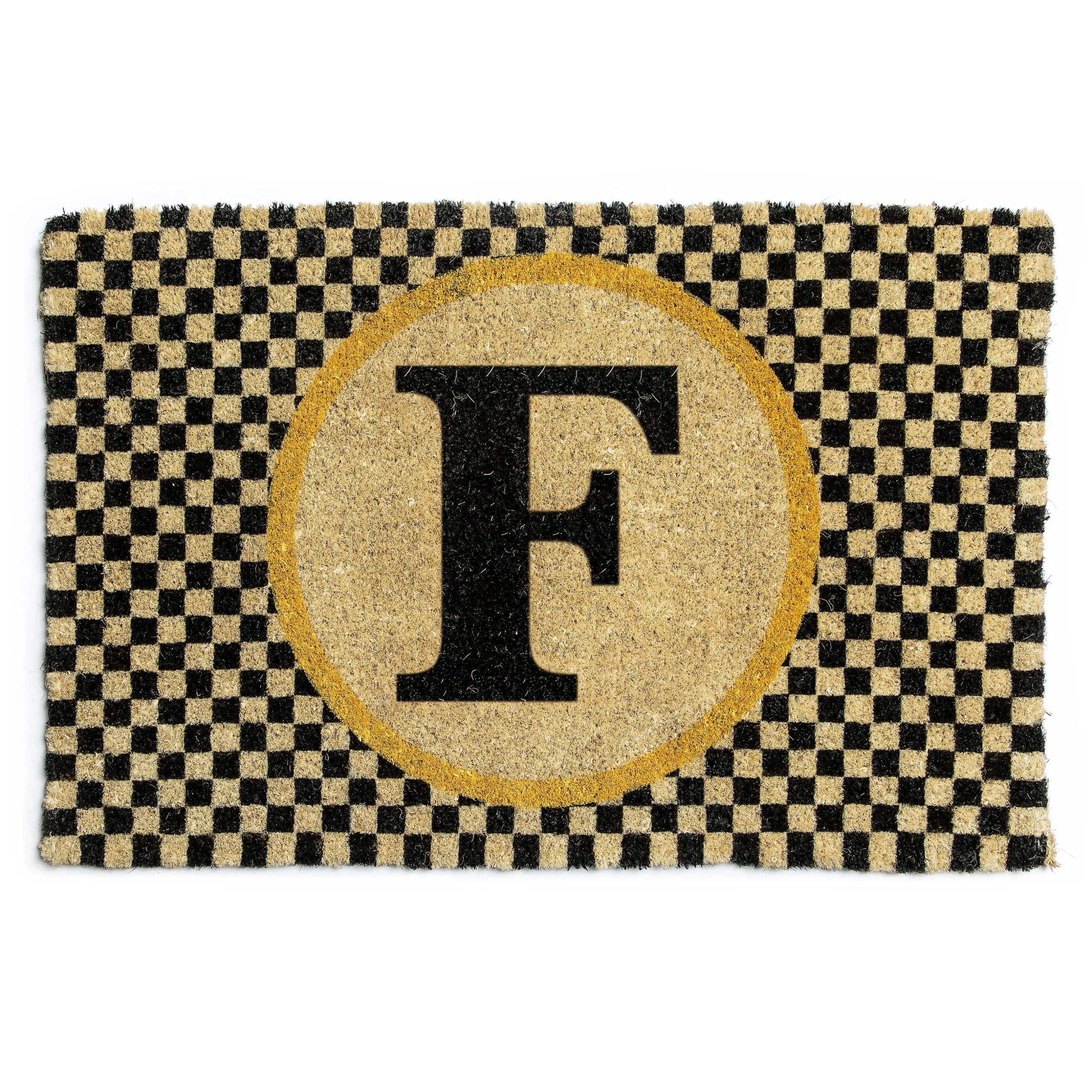 Single Letter Monogrammed Entrance Mat - F