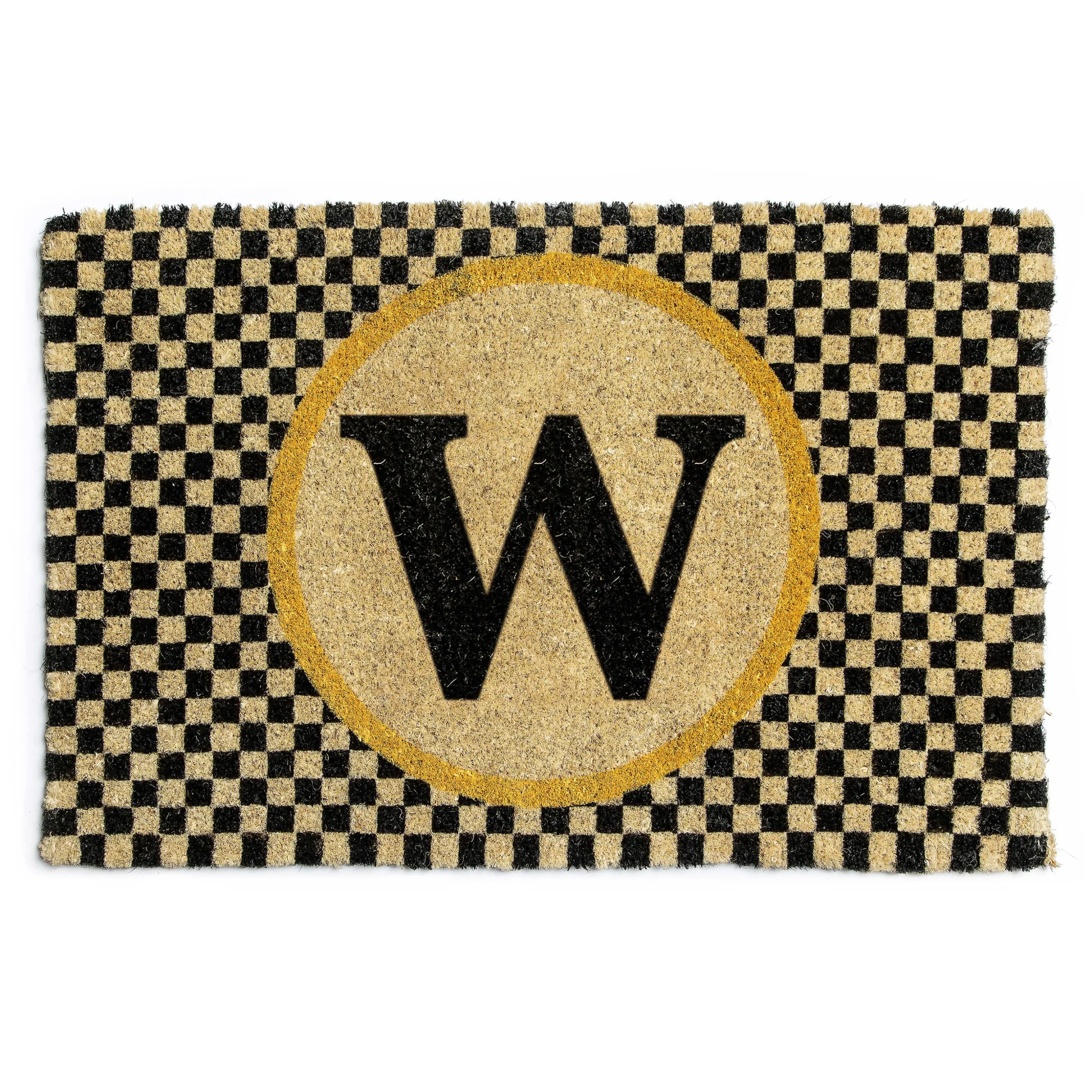 Single Letter Monogrammed Entrance Mat - W