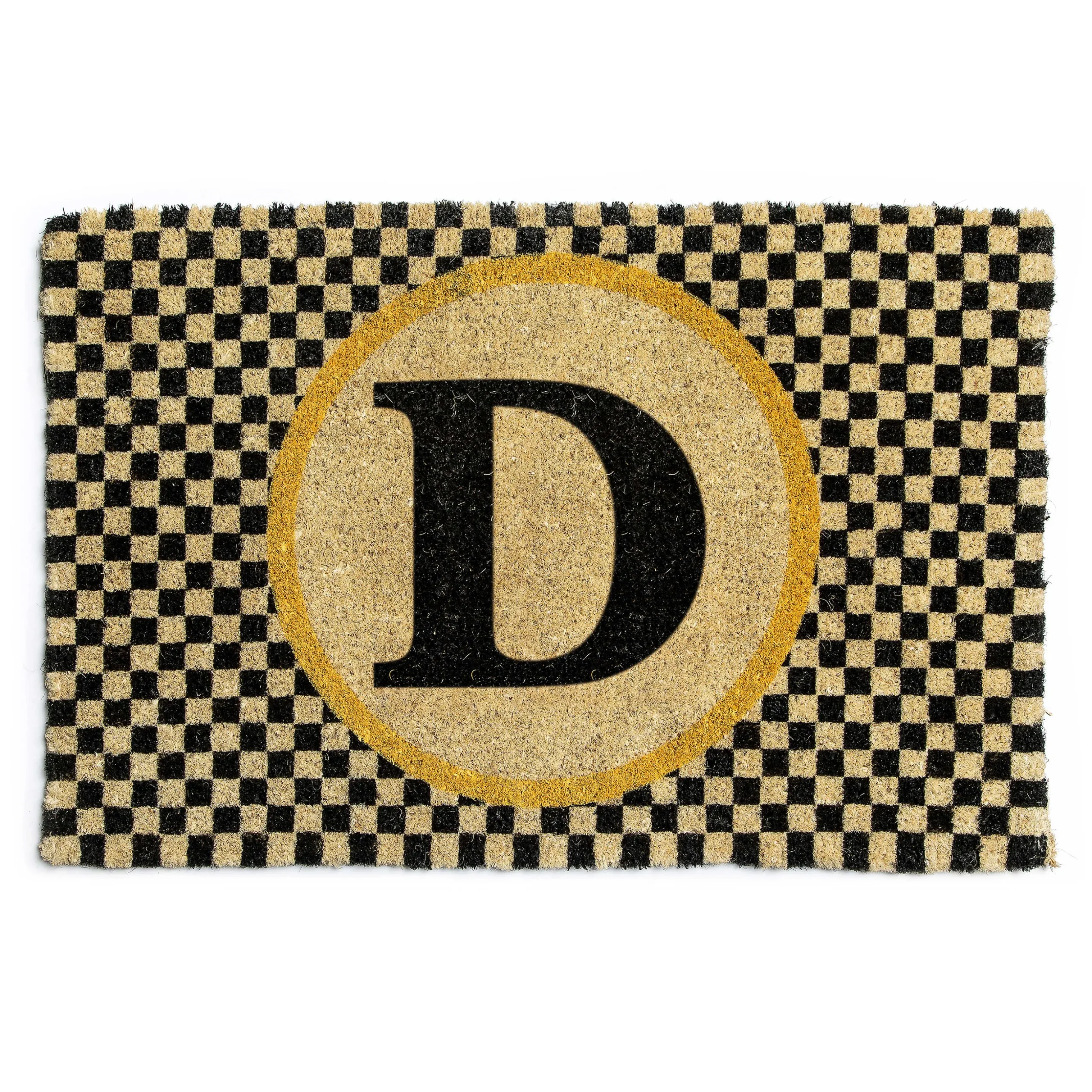 Single Letter Monogrammed Entrance Mat - D