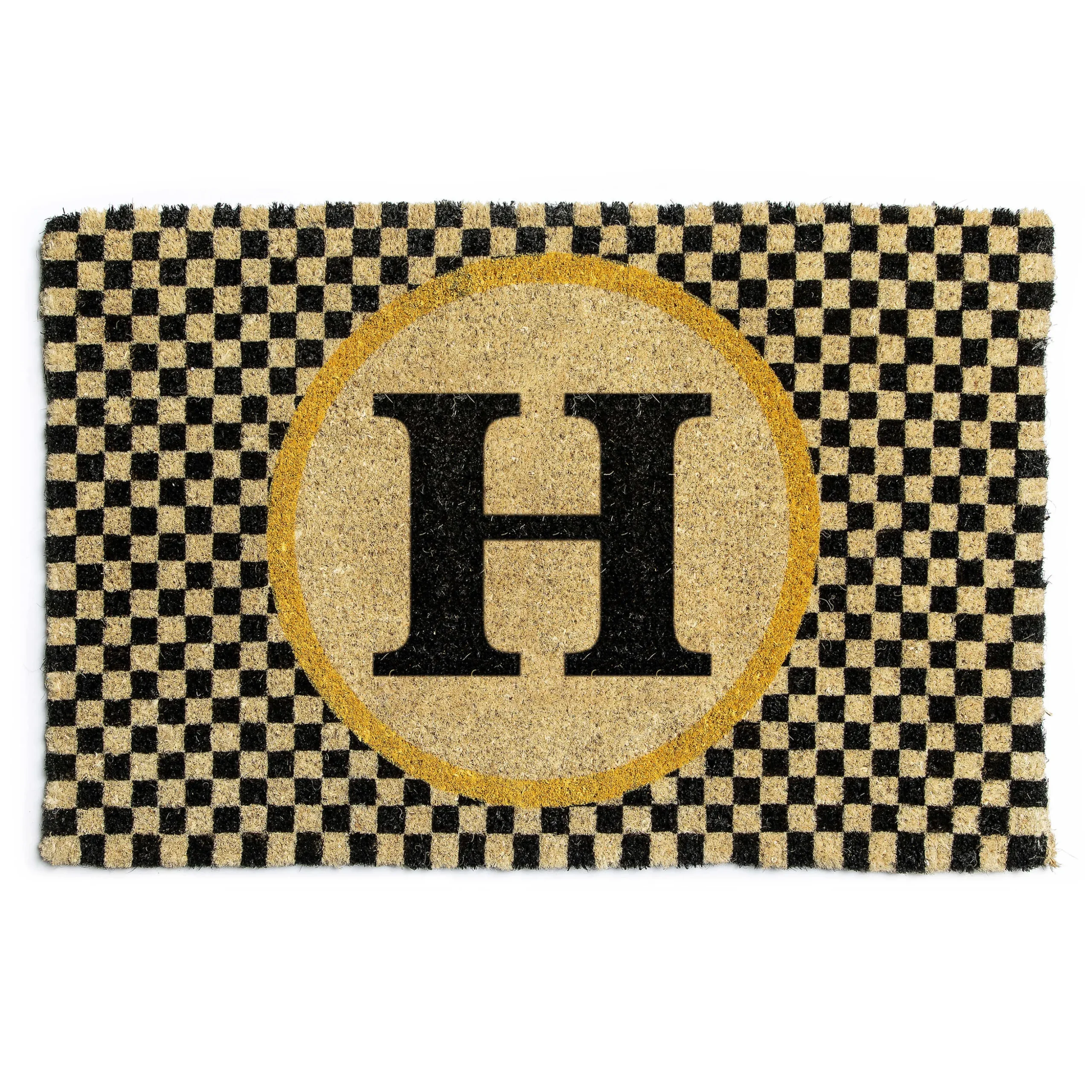Single Letter Monogrammed Entrance Mat - H