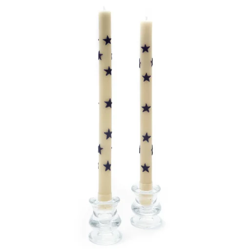 Star Dinner Candles - Navy - Set Of 2