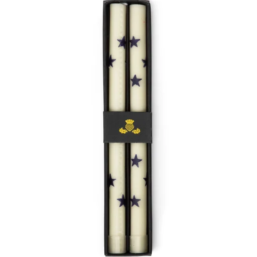Star Dinner Candles - Navy - Set Of 2