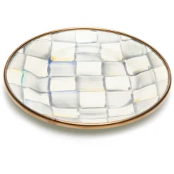 Sterling Check Enamel Appetizer Plates - Set Of 4