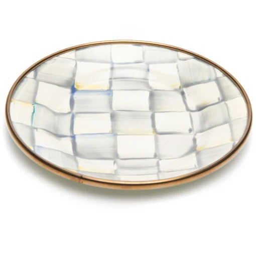 Sterling Check Enamel Appetizer Plates - Set Of 4