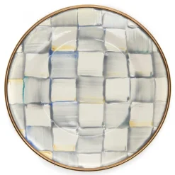 Sterling Check Enamel Appetizer Plates - Set Of 4