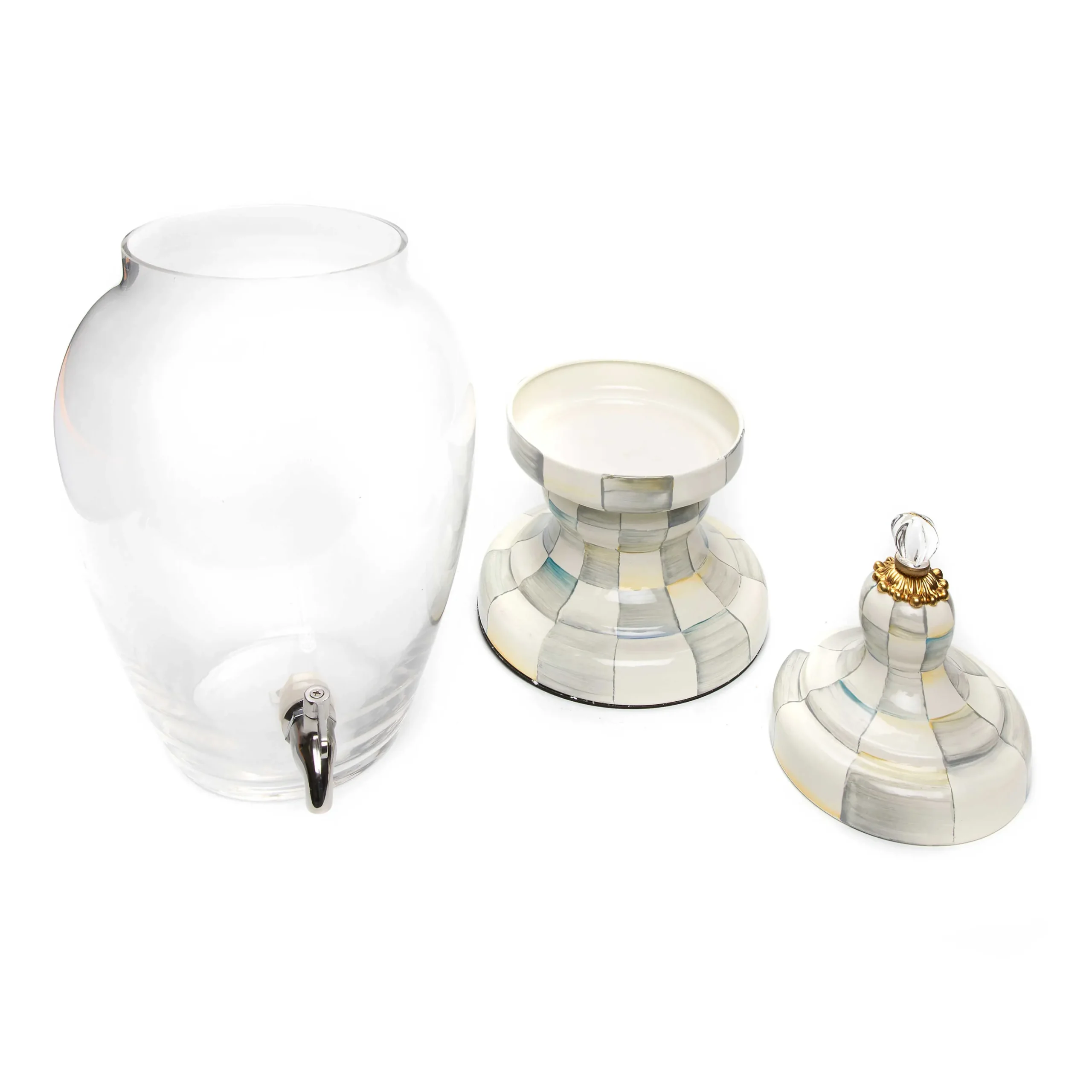 Sterling Check Enamel Beverage Hostess