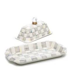 Sterling Check Enamel Butter Box